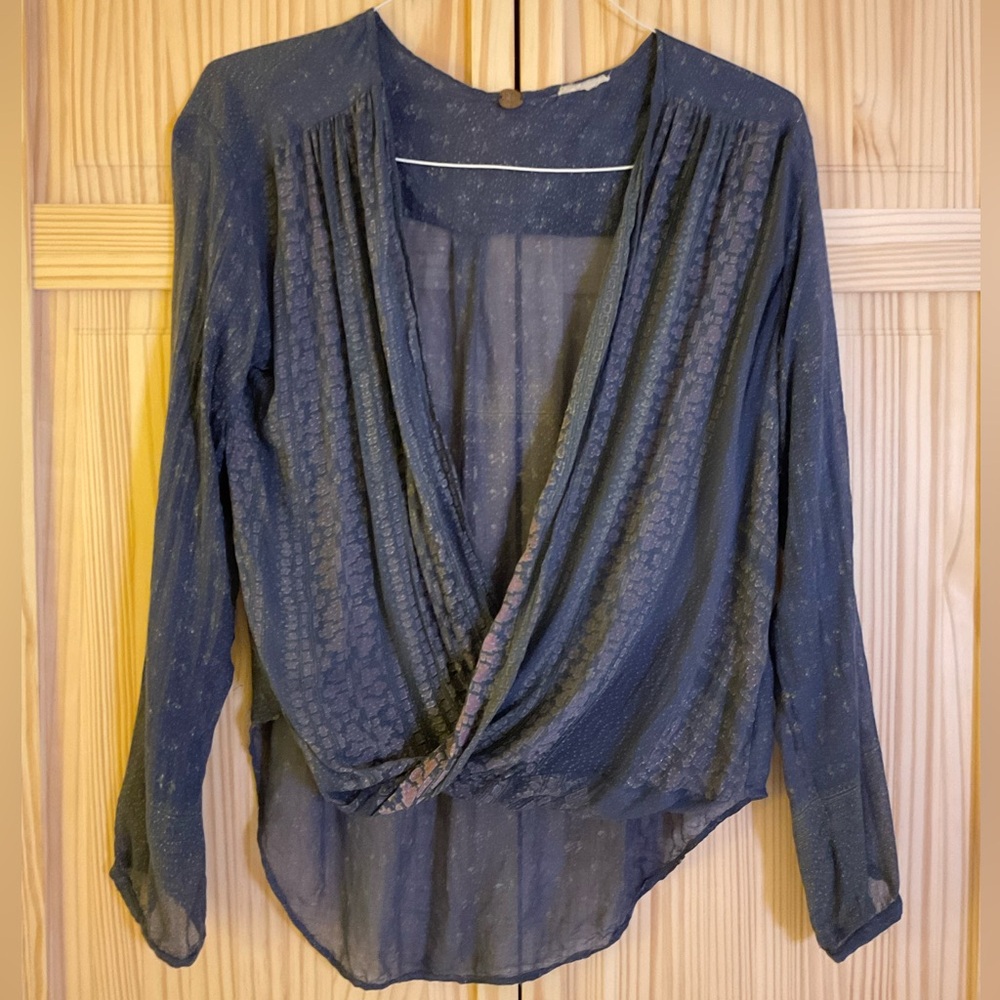 Free People Long Sleeves Flowy Twist Blouse